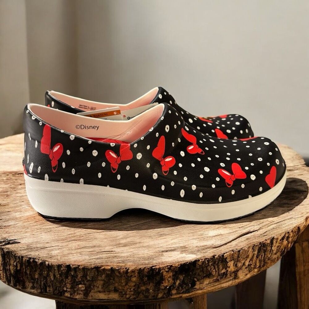 CROCS Black & Red Minnie Bow Print Clogs